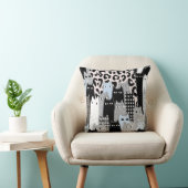 Chique geruite en geruite kattenpatroon patchwork kussen (Stoel)