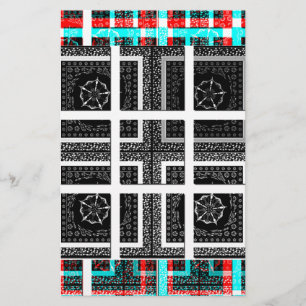 Chique geruite grafische vormgeving in zwart, wit  briefpapier