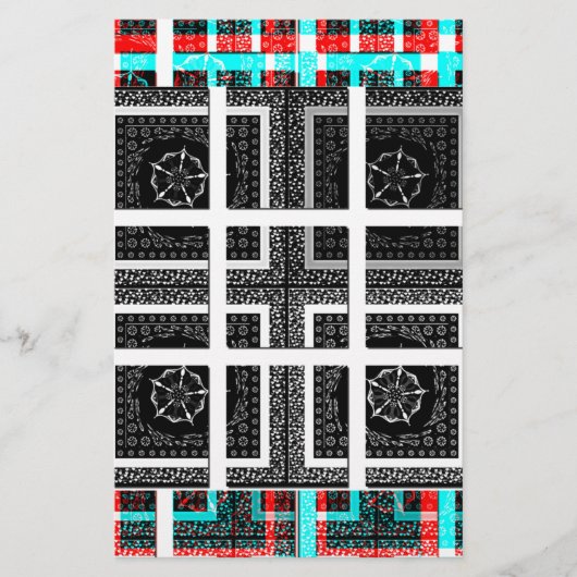 Chique geruite grafische vormgeving in zwart, wit  briefpapier (Voorkant)