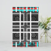 Chique geruite grafische vormgeving in zwart, wit  briefpapier (Staand voorkant)