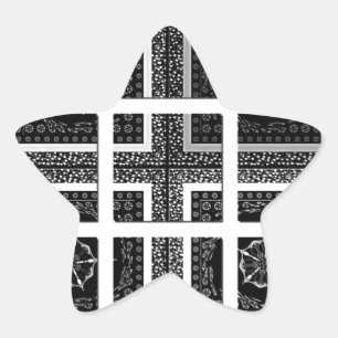 Chique geruite grafische vormgeving in zwart, wit  ster sticker