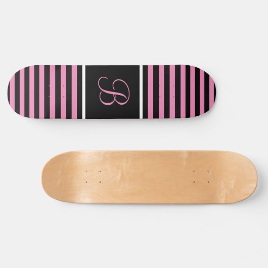 Chique gestreepte roze en zwarte aangepaste Initia Skateboard (Horizontaal)