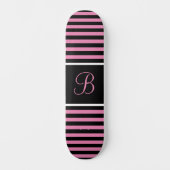 Chique gestreepte roze en zwarte aangepaste Initia Skateboard (Voorkant)