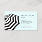 Chique gestreepte strandparaplu Logo Mint Visitekaartje (Achterkant)