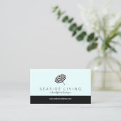 Chique gestreepte strandparaplu Logo Mint Visitekaartje (Staand voorkant)