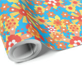 Chique Giftwrap Roll: Ditsy Oranje bloemmotief Cadeaupapier (Rol Hoek)