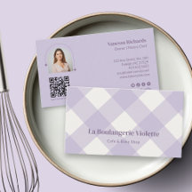Chique Gingham Paarse Bakkerij QR-foto