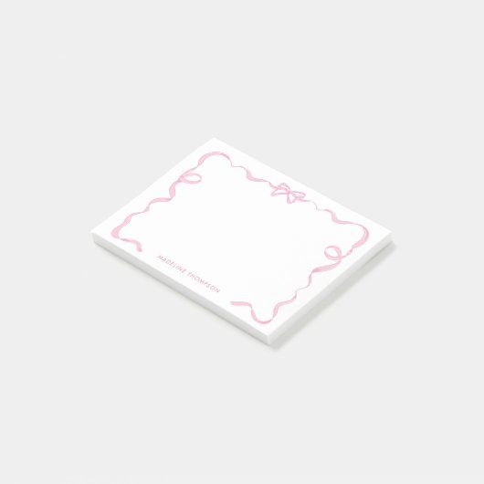 Chique Girly Blush Roze Bow Ribbon Lijst Post-it® Notes (Schuin)