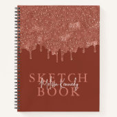 Chique Girly Bruin Glitter Drips Monogram Schetsbo Notitieboek (Voorkant)