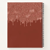 Chique Girly Bruin Glitter Drips Monogram Schetsbo Notitieboek (Achterkant)