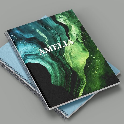 Chique girly faux glitter marmer art monogram notitieboek