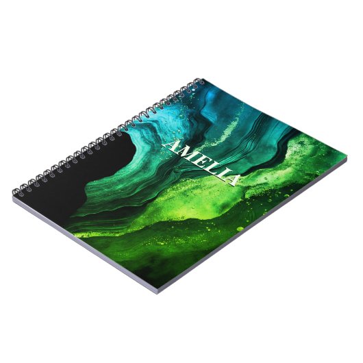 Chique girly faux glitter marmer art monogram notitieboek (Linkerzijde)