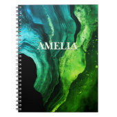 Chique girly faux glitter marmer art monogram notitieboek (Voorkant)