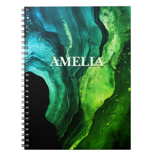 Chique girly faux glitter marmer art monogram notitieboek (Voorkant)