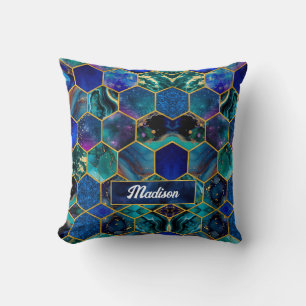 Chique girly faux Glitter Turquoise blauw geometri Kussen