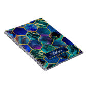 Chique girly faux Glitter Turquoise blauw geometri Notitieboek (Rechterzijde)