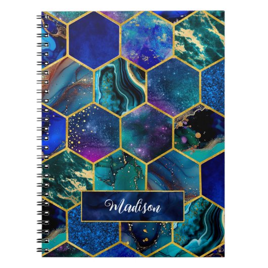 Chique girly faux Glitter Turquoise blauw geometri Notitieboek (Voorkant)