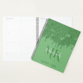 Chique Girly Groene Glitter Drips Monogram Met Naa Planner (Display)