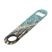 Chique Girly Leopard Print Blauw Glitter Speed Flessenopener (Achterkant Gekanteld)