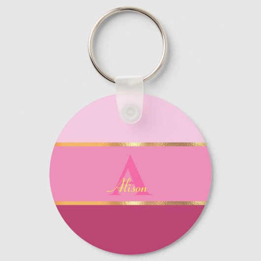 chique girly modern roze goud MONOGRAM naam Sleutelhanger (Voorkant)