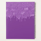 Chique Girly Paarse Glitter Drips Monogram & Naam Planner (Achterkant)