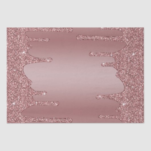 Chique Girly Roos Gold Sparkle Glitter Drips Tissuepapier (Voorkant)