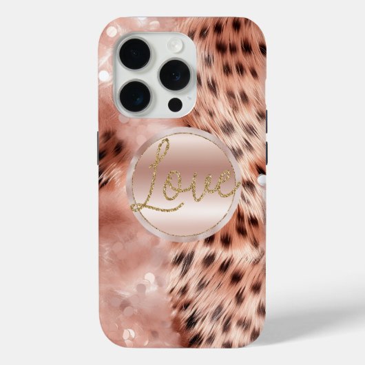 Chique  Girly Roos Gouden Luipaard Case-Mate iPhone Case (Achterkant)