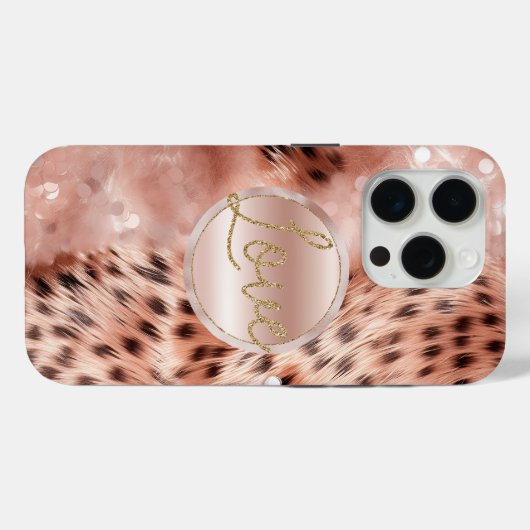 Chique Girly Roos Gouden Luipaard Case-Mate iPhone Case (Achterkant (horizontaal))