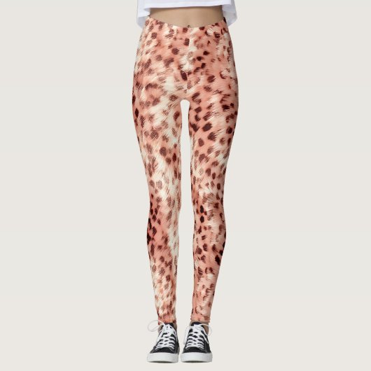 Chique Girly Roos Gouden Luipaard Leggings (Voorkant)