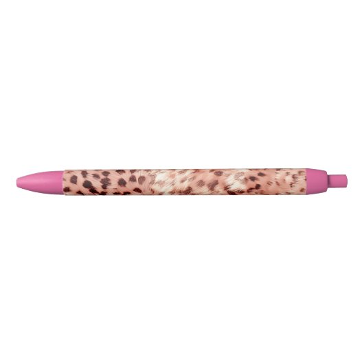 Chique Girly Roos Gouden Luipaard Zwarte Inkt Pen (Voorkant)