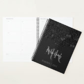 Chique Girly Zwart Glitter Drips Monogram Met Naam Planner (Display)