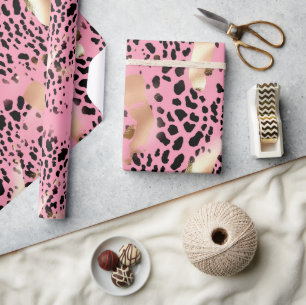 Chique Glam Goud Roze Zwart Leopard Cadeaupapier