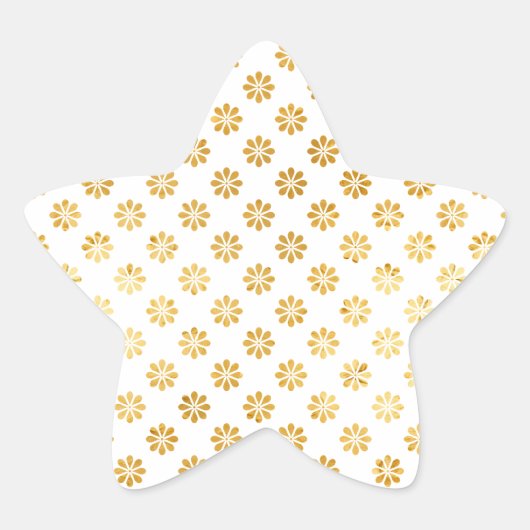 Chique Glam Gouden Bloemen Ster Sticker (Voorkant)