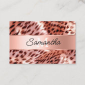 Chique Glam Roos Gouden Leopard Monogram Visitekaartje (Voorkant)