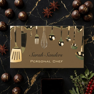 Chique glamour Persoonlijke Chef Catering Goud Visitekaartje