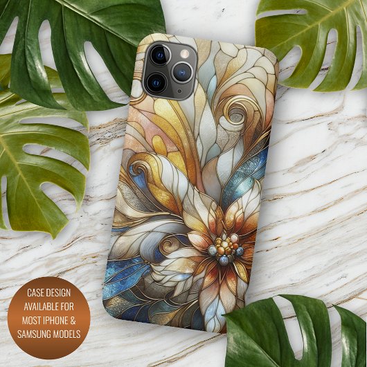 Chique Glas in lood bloemenmozaïek kunstpatroon Case-Mate iPhone Case