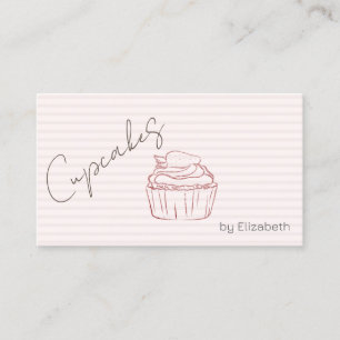 Chique Glitter Cupcake Aardbei Gestreepte Visitekaartje