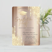 Chique Glitter Drips, Afstudeerder Pet Afstuderen Kaart (Staand voorkant)