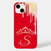 Chique Glitter Drips Diamonds Tiara Rood Case-Mate iPhone Case (Achterkant)
