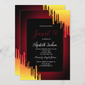 Chique Glitter Gele Drips, Rood Kaart (Voorkant / Achterkant)