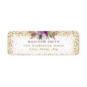 Chique Glitter Waterverf Flowers Goud Confetti Etiket (Voorkant)