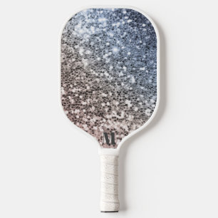 Chique Glitterij Sparkles Modern Monogram Pickleball Paddle