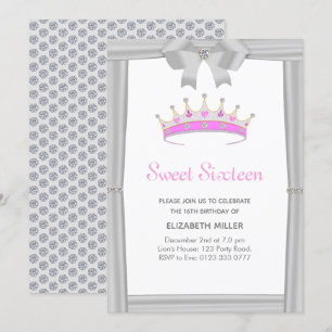 Chique glitters diamanten kroon Sweet Sixteen Kaart