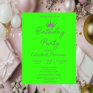 Chique glitterschoendiadeem neon groene verjaardag kaart