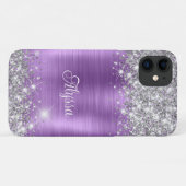 Chique Glittery Paarse Amethist Glam Naam Case-Mate iPhone Case (Achterkant (horizontaal))