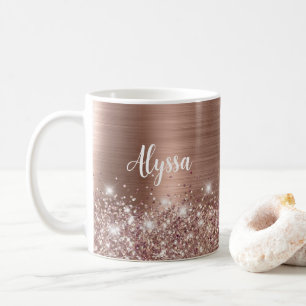 Chique Glittery Roos Gouden Glam Naam Koffiemok