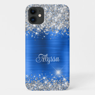 Chique Glittery Royal Blue Glam Naam iPhone 11 Hoesje