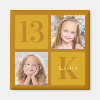 Chique Gold 2 Fotocollage Custom Verjaardagsfeest Magneet