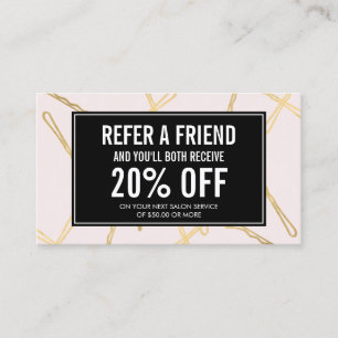 Chique Gold Bobby Pins Haarsalon Roze Verwijzende Aanbevelingskaartje