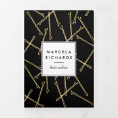 Chique Gold Bobby Pins Haarsalon Zwart Brochure Drieluik Kaart (Cover)